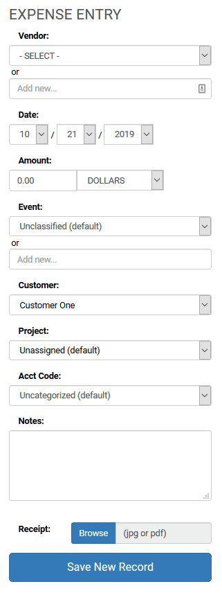 mobile expense entry