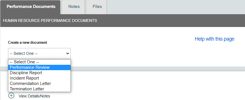 Performance Documents